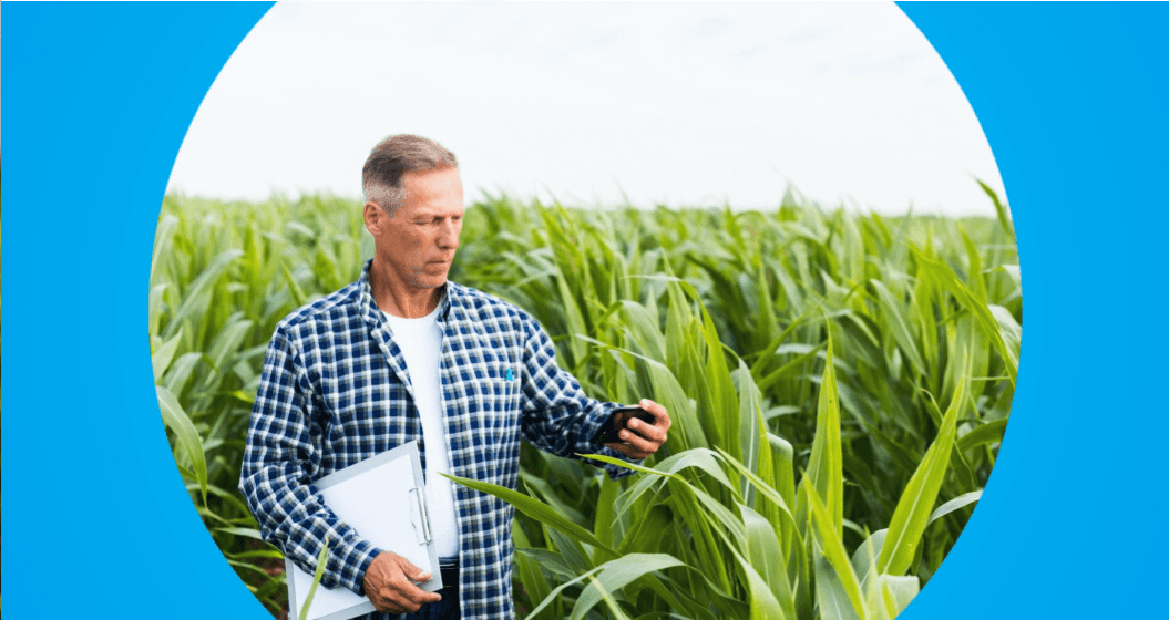 Empreendedor agrônomo em atuação no campo analisando seu fluxo de pagamentos.